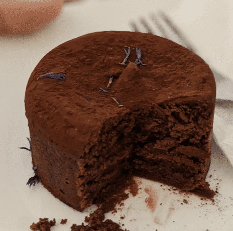 Close-up of a Teeny Tiny Chocolate Cake.