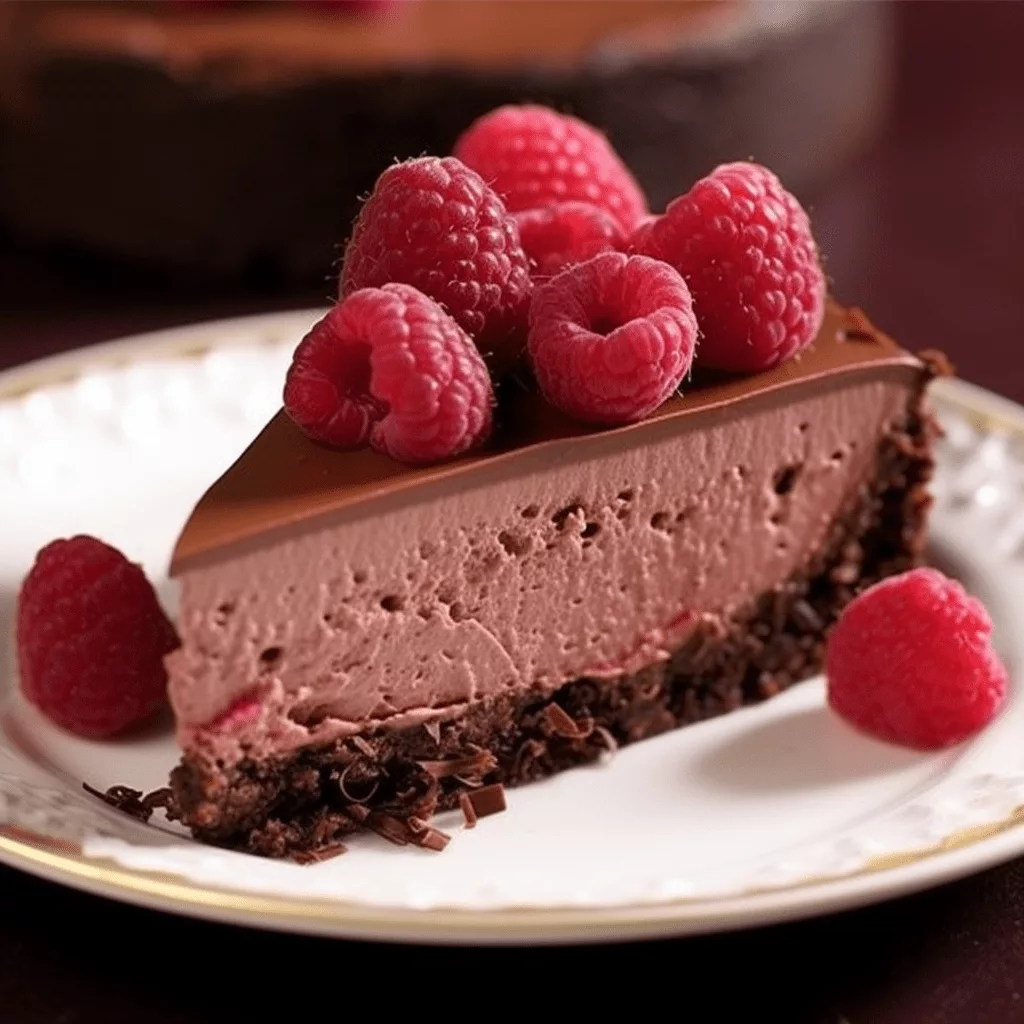 A slice of chocolate mousse cake food art generated with AI